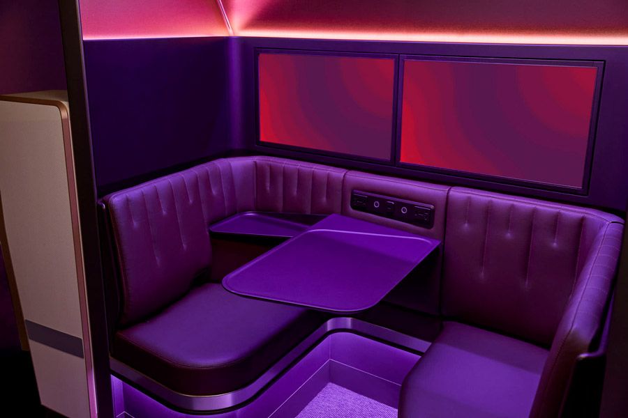 The Booth is part of the new upgraded Upper Class cabin on the A350s that Virgin is using to serve leisure routes.